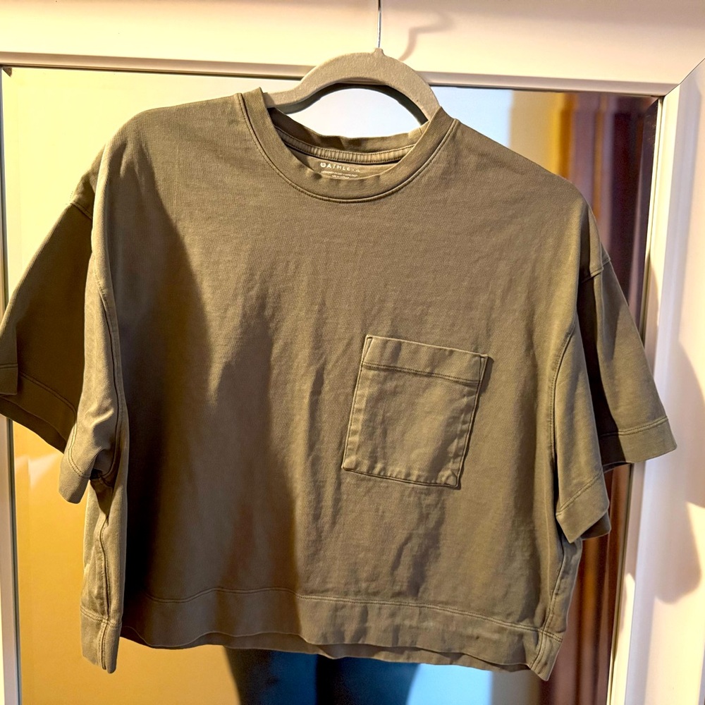 Athleta Olive Green Boxy Crop Top